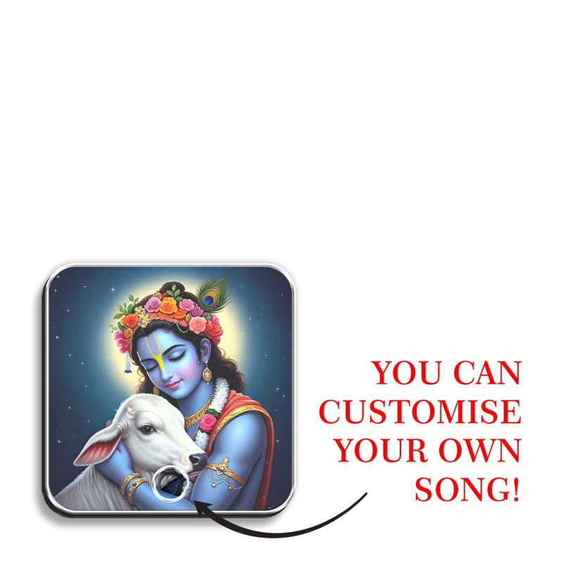 Lord Krishna Musical Fridge Magnet  Krishna Vasudevaya Mantra Playing Rechargeable Fridge Magnet Devotional Return Gift for Family & Friends Housewarming Gift Spiritual Home Decor